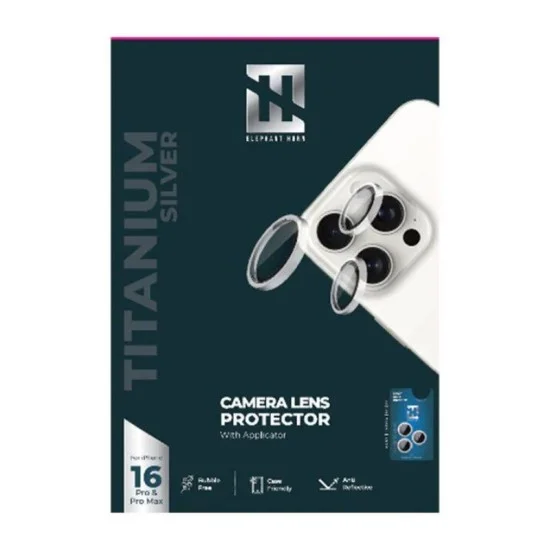 Elephant Horn Camera Lens Protector With Applicator 16Pro/16Promax - Silver Titanium.